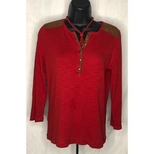 LRL Lauren Ralph Lauren Top Blouse Faux Leather
